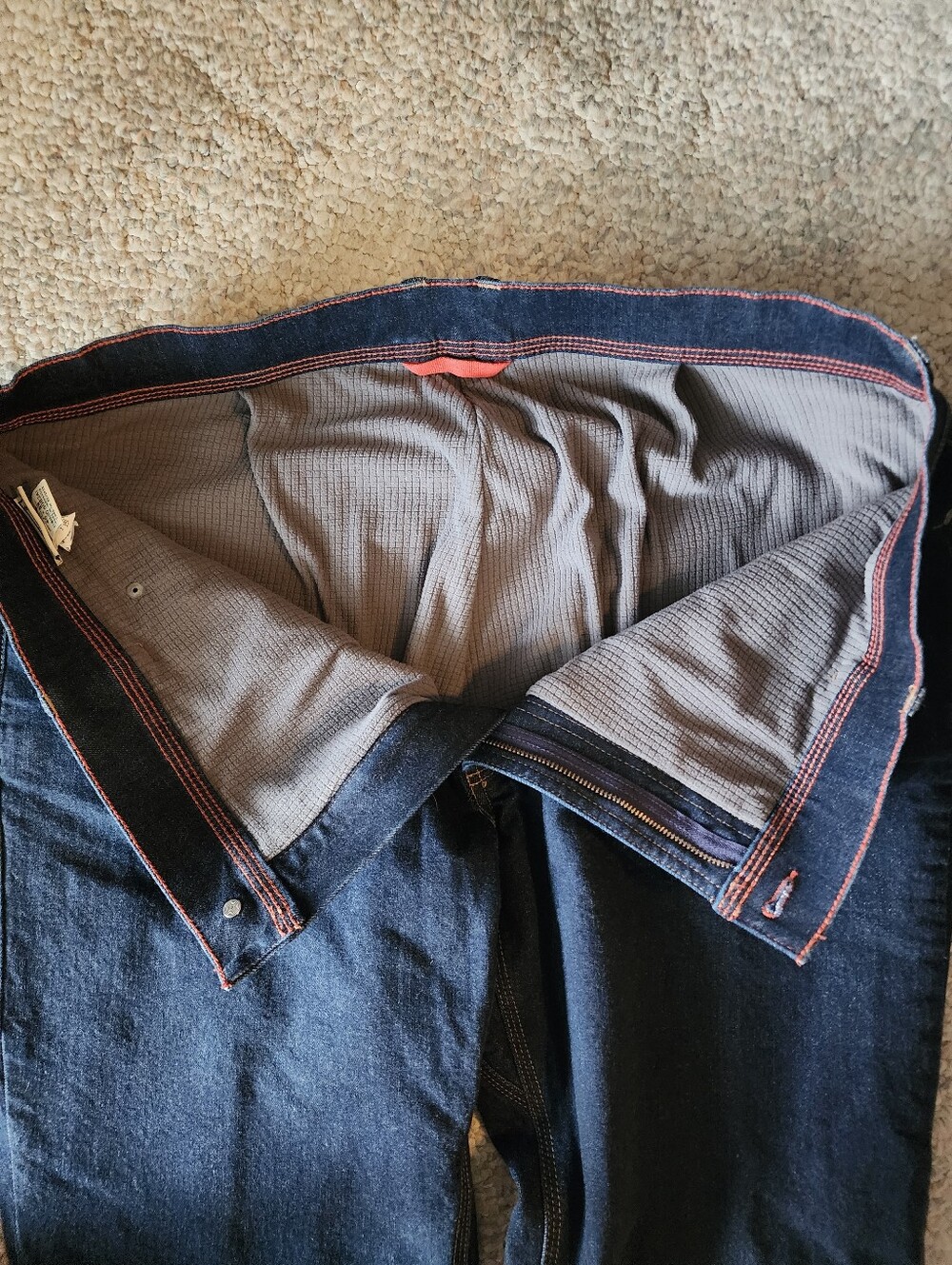 Gorpcore Insulated Fleece Lined Dark Blue Jeans NWOT - Picture 2 of 6